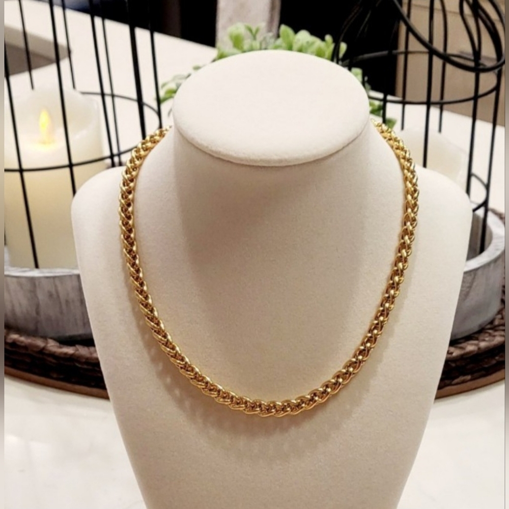 Stainless Steel Gold Necklace Cuban Chain Womens or Mens Jewelry